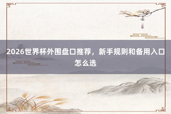 2026世界杯外围盘口推荐，新手规则和备用入口怎么选